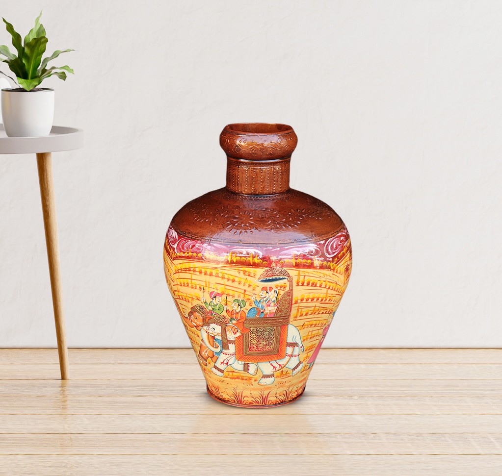 painted metal vase